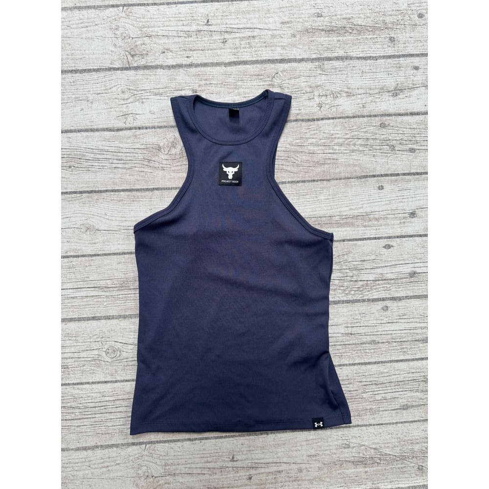 Under Armour Tank Top Women's Small Blue Ribbed Racerback Athletic Project Rock